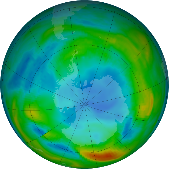 Antarctic ozone map for 04 August 1985
